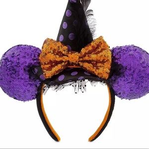 NWOT RARE Disney Minnie Halloween Witch Hat w/ Bow and Ears Headband